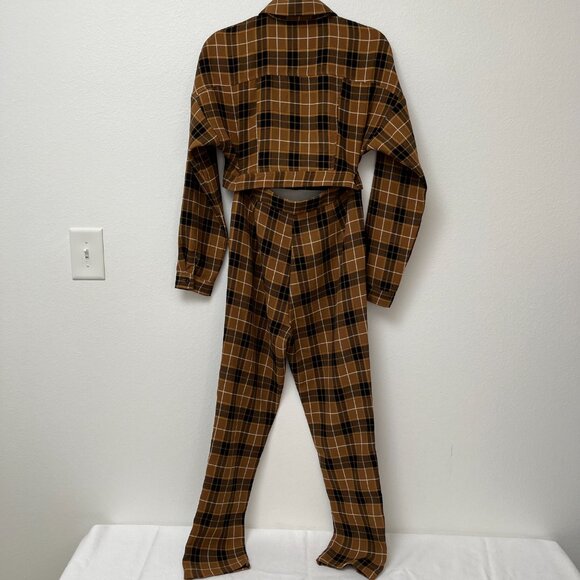 Papaya Vintage Style Clueless Mustard Plaid Two Piece Cropped Jacket & Pants M - Picture 2 of 16